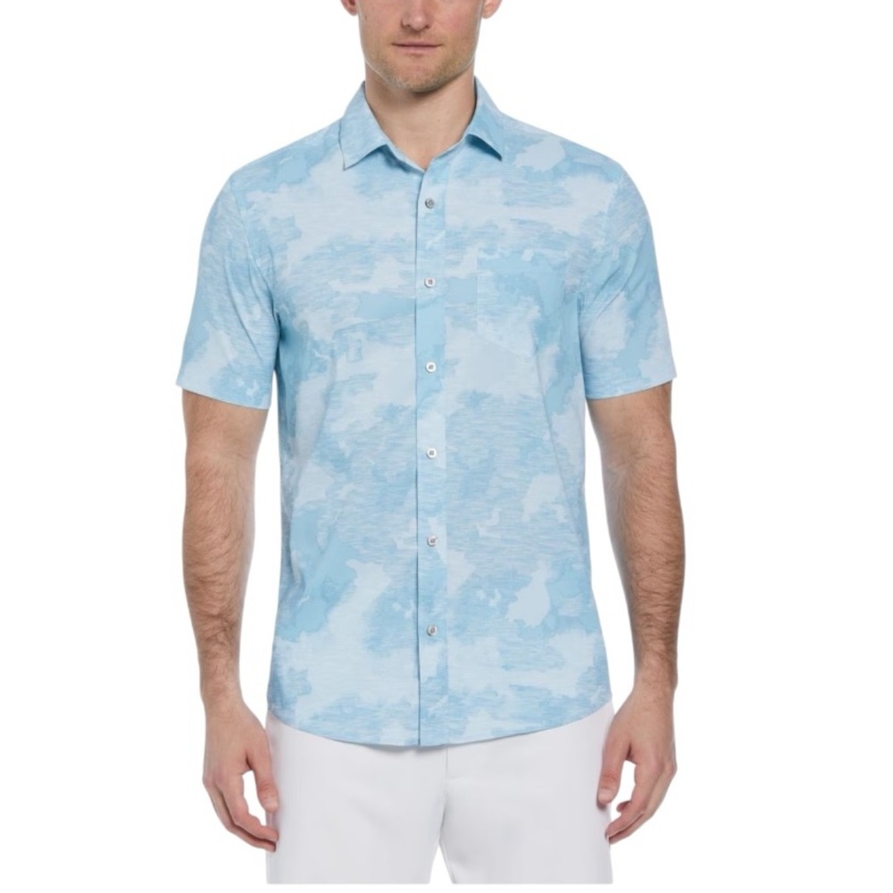 PGA Tour Apparel Abstract Sky Print Golf Shirt Blue Lightweight Sporty Men's S - Picture 2 of 16